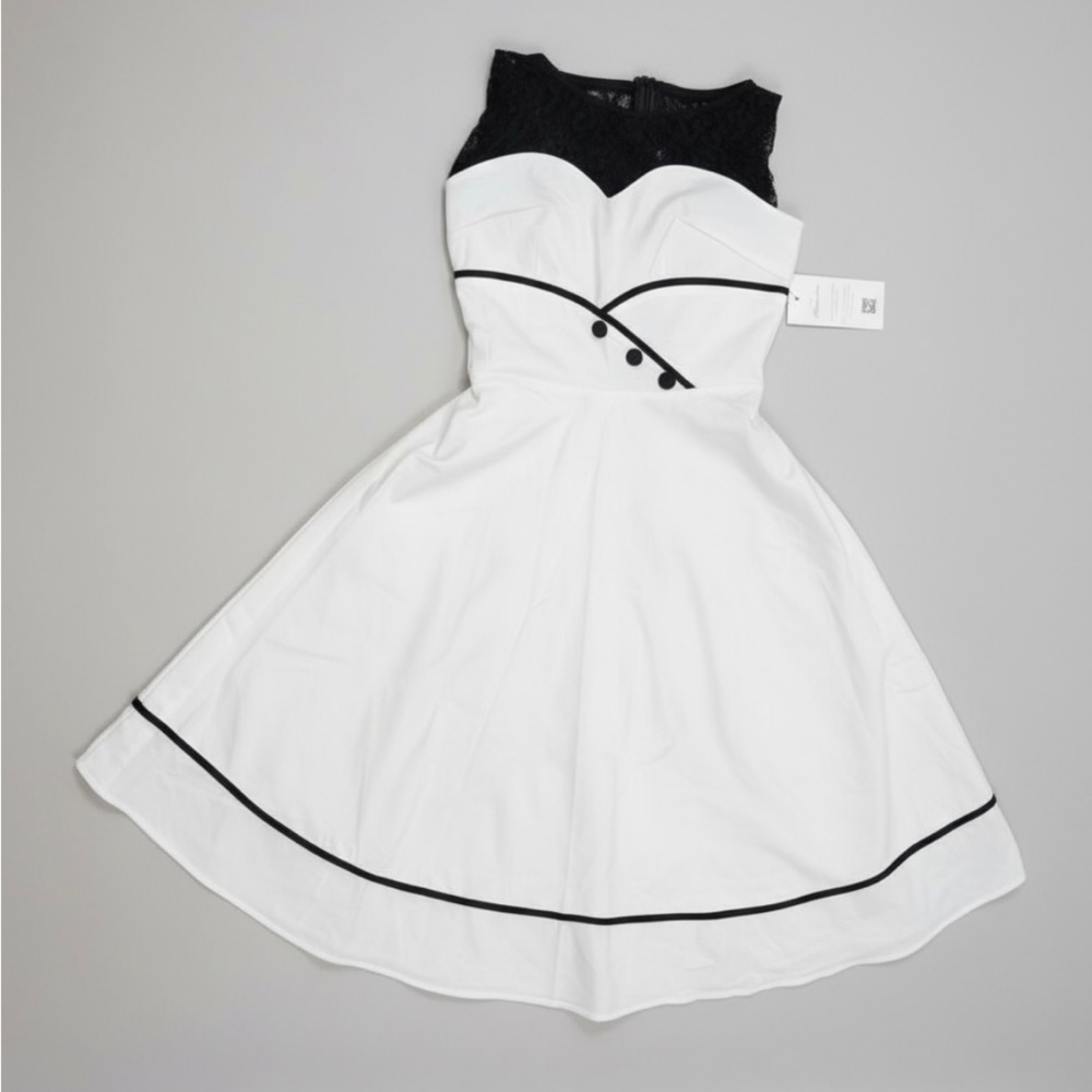 Bbonlinedress Womens XS White Black Lace Swing Dress 1950s Rockabilly Retro New